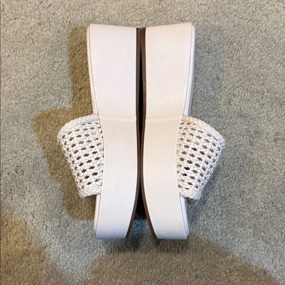Jessica Simpson Cream Woven Platform Slides-Size 8.5